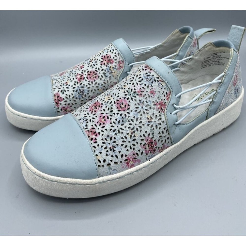 Jambu Erin Shoes‎ Womens 9.5 Slip On Blue Floral Leather Comfort Casual